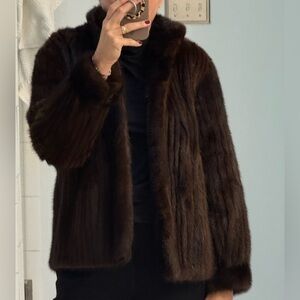 Short Chocolate Brown Real Fur Coat